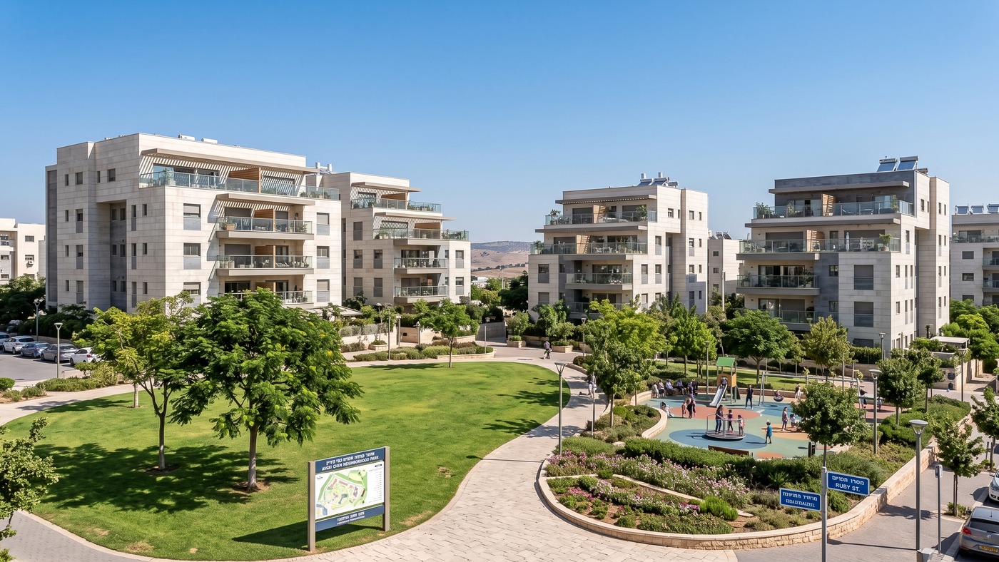 דירות למכירה בשכונת אבני חן מודיעין, בניינים מודרניים עם מרפסות שמש ופארקים ירוקים