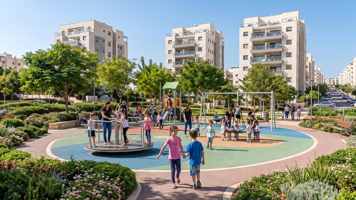 דירות למכירה בשכונת בוכמן מודיעין, גן שעשועים ופארק ירוק למשפחות בלב השכונה